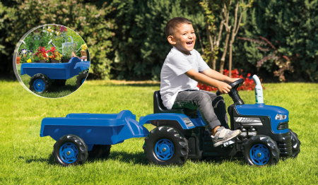 Primul meu tractor cu pedale si remorca - Albastru [2]