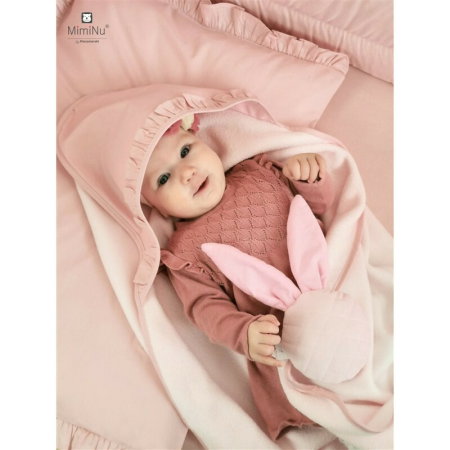 Prosop cu gluga, MimiNu, Mare, Cu volanas, Dimensiune 100x100 cm, Din bumbac si thermo fleece, Materiale certificate [2]