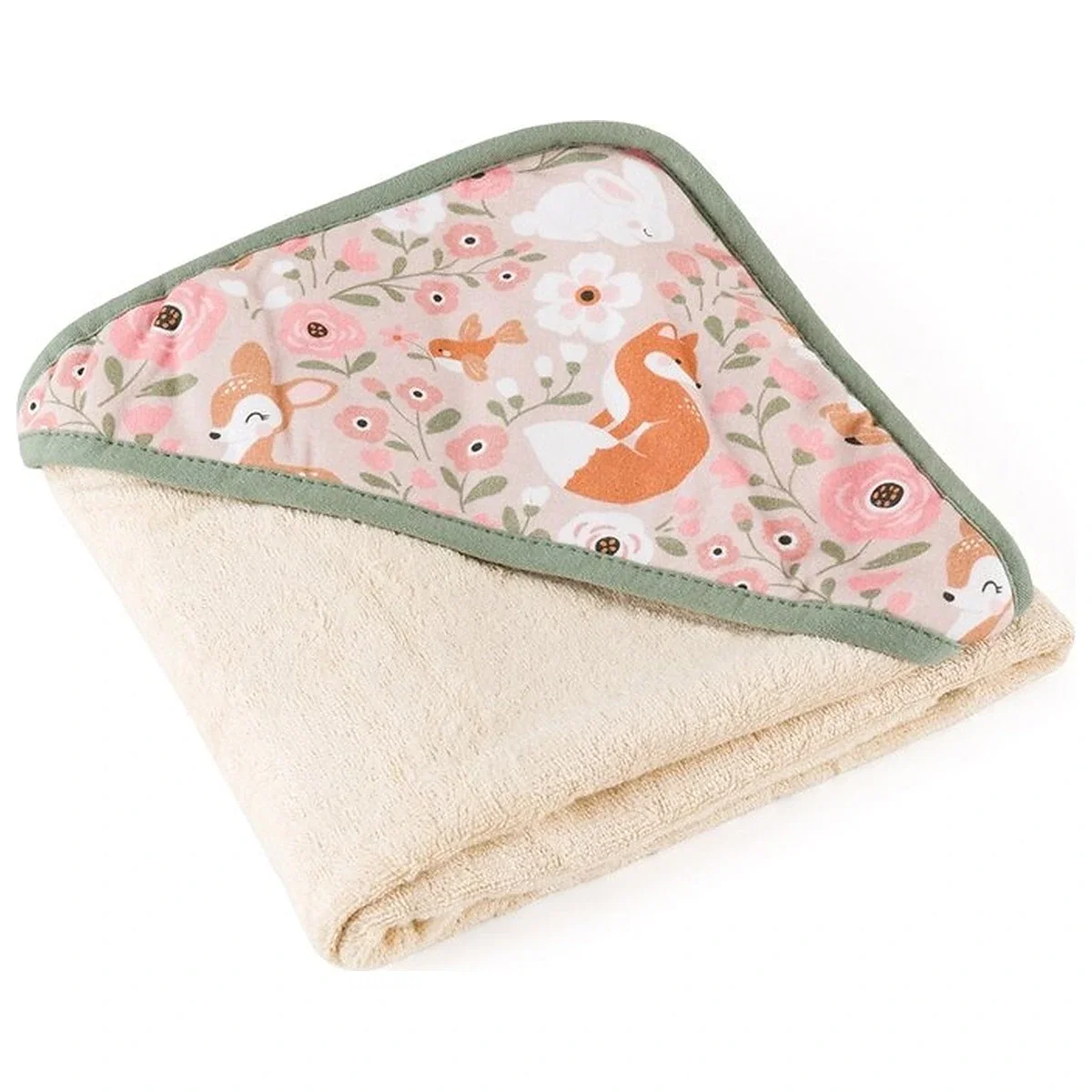 Baita celor mici - Prosop cu gluga, Petite&Mars, Loulou, 100 x 100 cm, 70% bambus, 30% bumbac, Bej