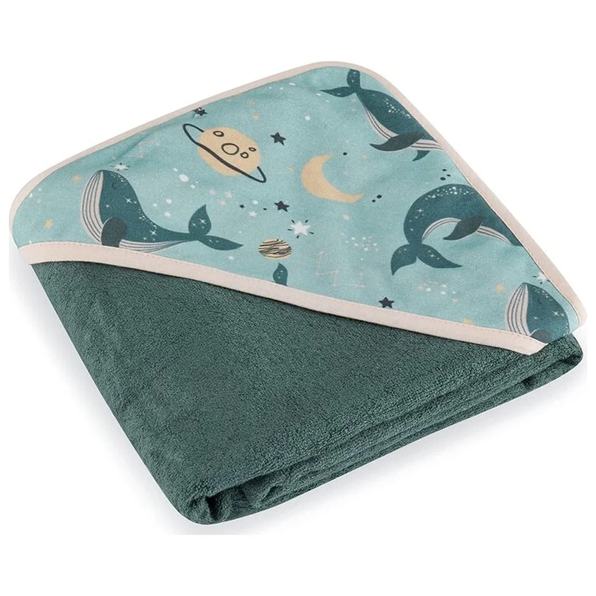 Baita celor mici - Prosop cu gluga, Petite&Mars, Loulou, Mare, 100 x 100 cm, 70% bambus, 30% bumbac, Certificare Oeko-Tex Standard 100,