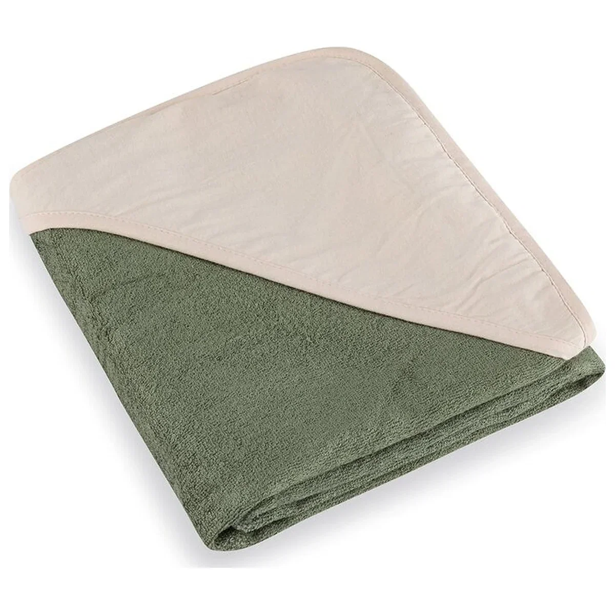 Baita celor mici - Prosop cu gluga, Petite&Mars, Loulou, 100 x 100 cm, 70% bambus, 30% bumbac, Verde Botanic