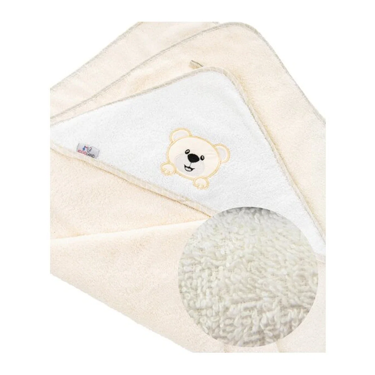 Prosop de baie, Bocioland, Cu gluga, 100% bumbac, 80x80 cm, Teddy Bear, Beige [2]