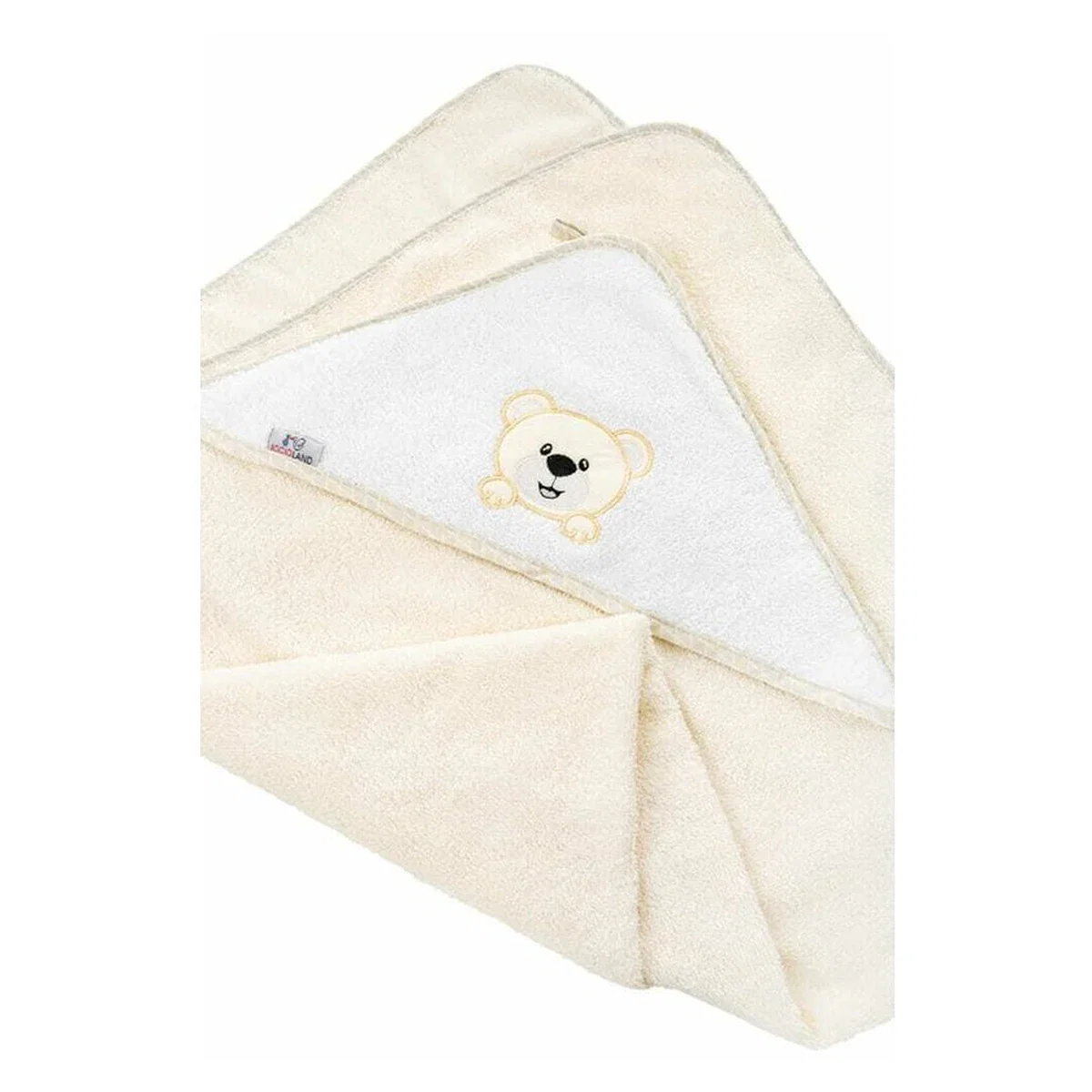 Prosop de baie, Bocioland, Cu gluga, 100% bumbac, 80x80 cm, Teddy Bear, Beige [3]