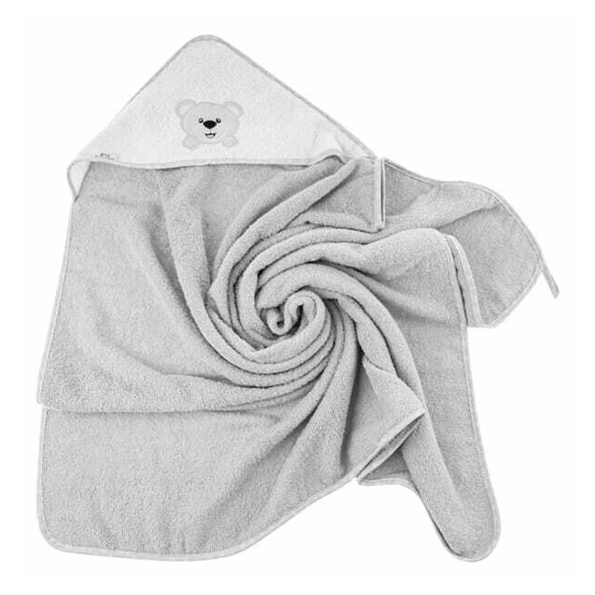 Prosop de baie, Bocioland, Cu gluga, 100% bumbac, 80x80 cm, Teddy Bear, Grey [1]