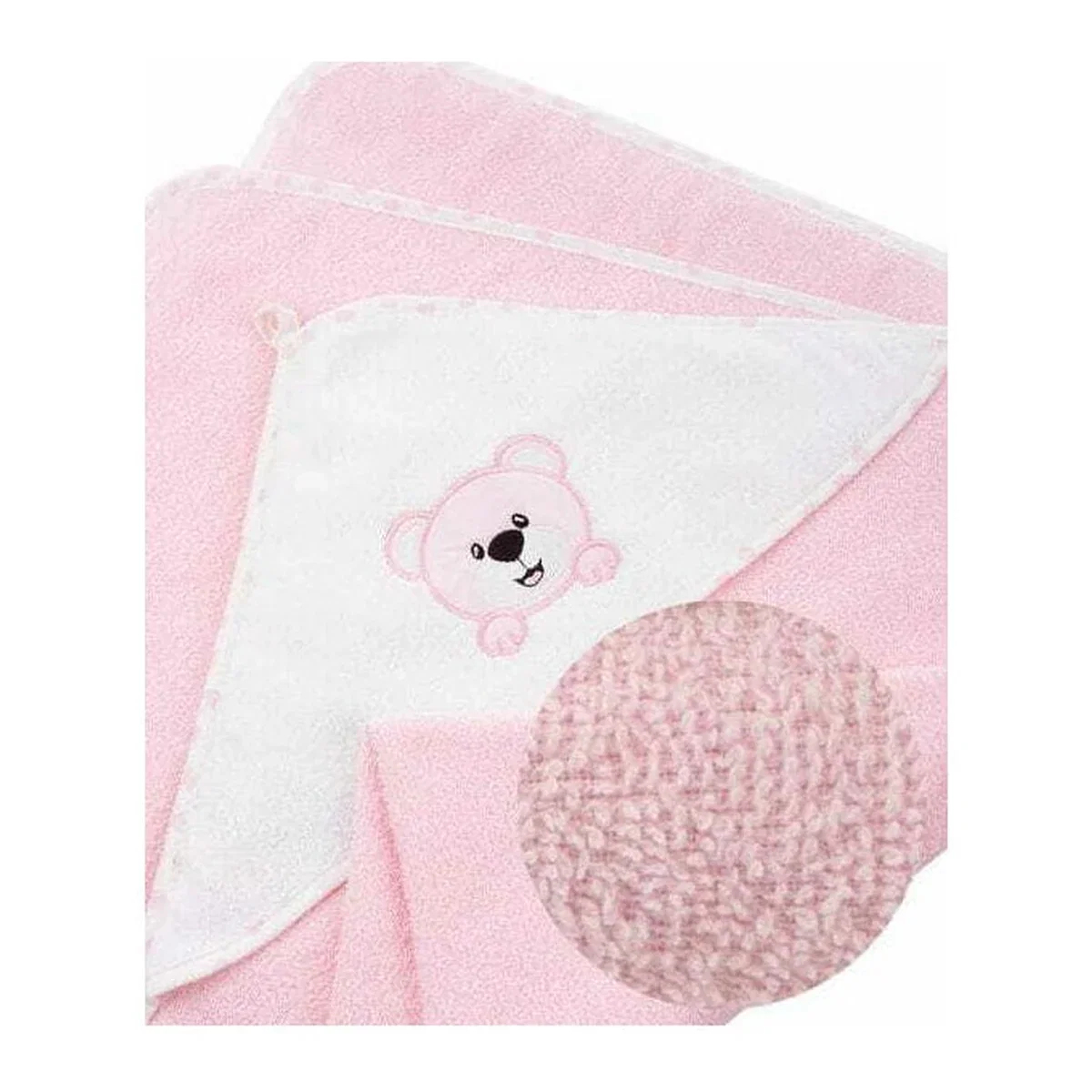 Prosop de baie, Bocioland, Cu gluga, 100% bumbac, 80x80 cm, Teddy Bear, Pink [2]
