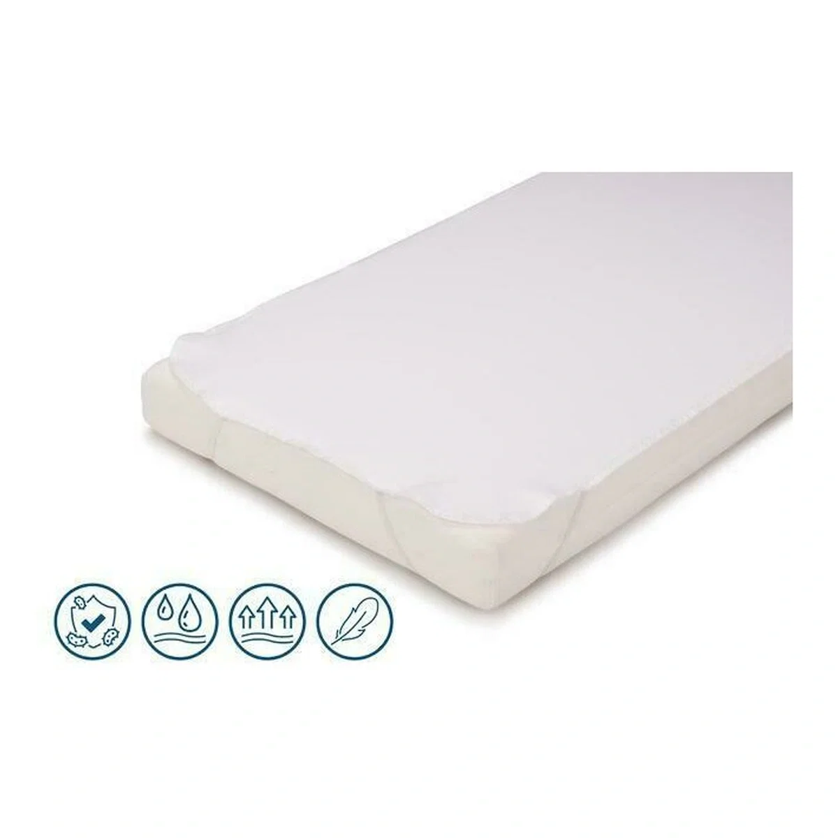 Protectie impermeabila, Petite&Mars, Pentru saltele de 120x60, Cu benzi elastice, Alb [1]