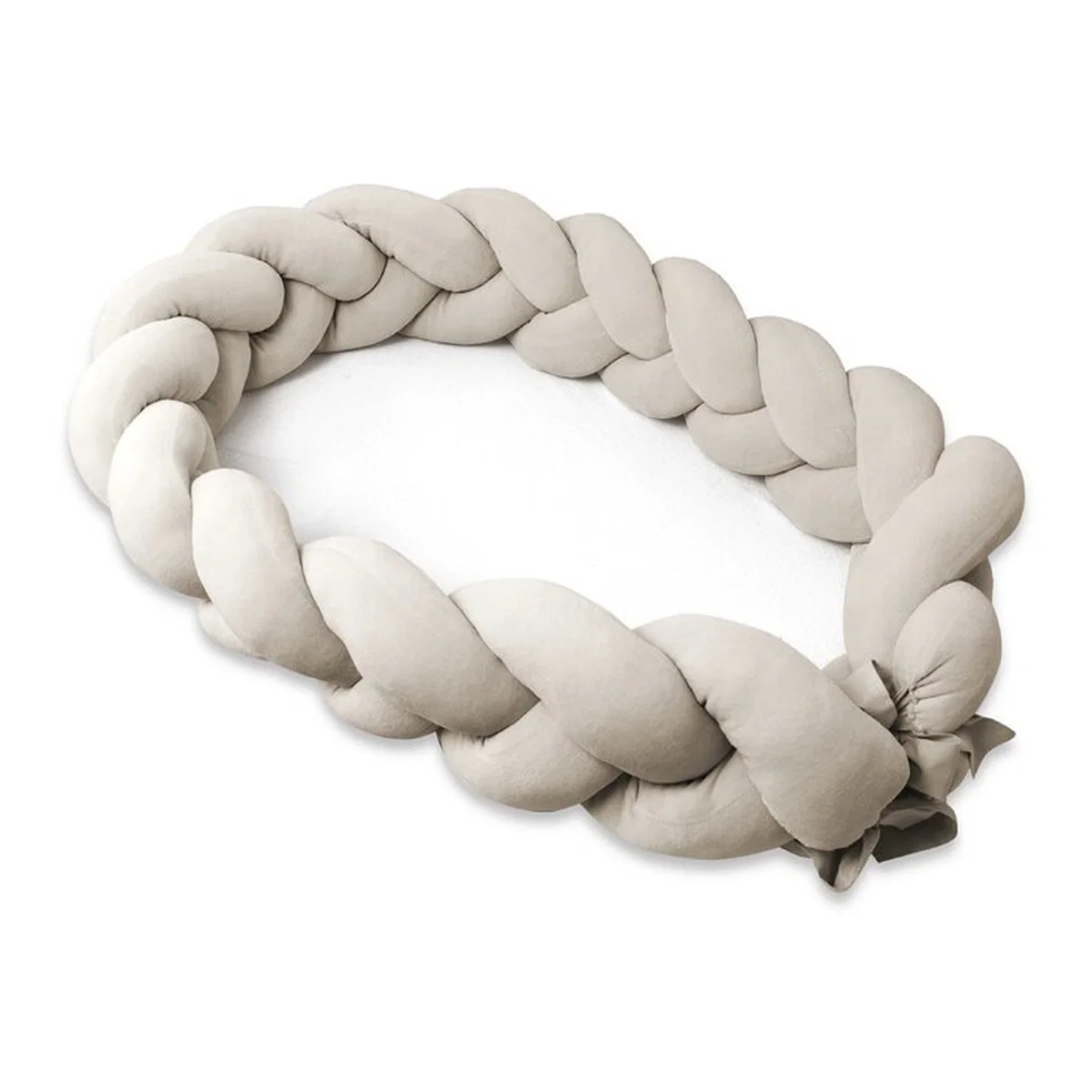 Somnul celor mici - Protectie laterala, MimiNu, Pentru patut, Tip Bumper impletit, Din catifea, 240x23 cm, Soft, Beige