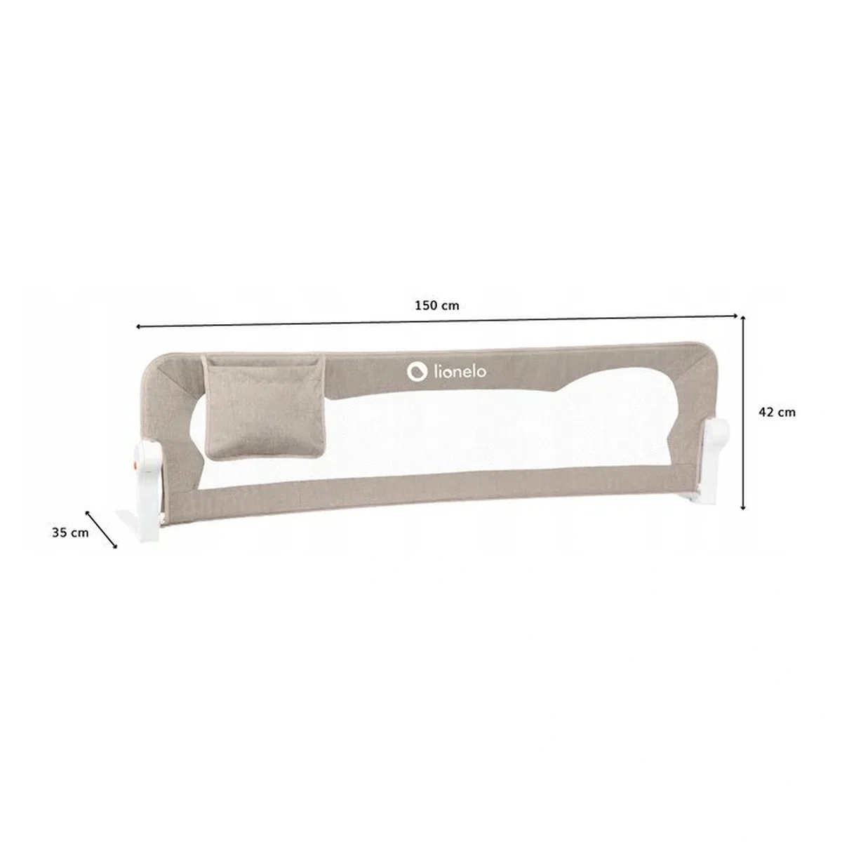 Protectie laterala pat, Lionelo, Eva, Cu buzunar accesorii, 150x35 cm, Bej [4]