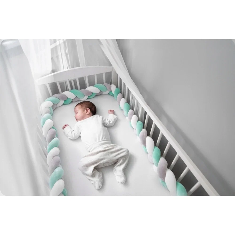 Protectie laterala pentru patut, impletita, 2 m, Ricokids - Mint [2]