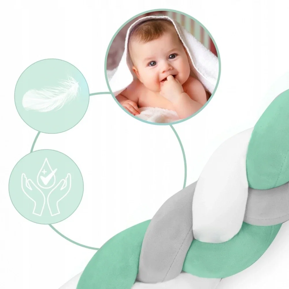 Protectie laterala pentru patut, impletita, 2 m, Ricokids - Mint [1]