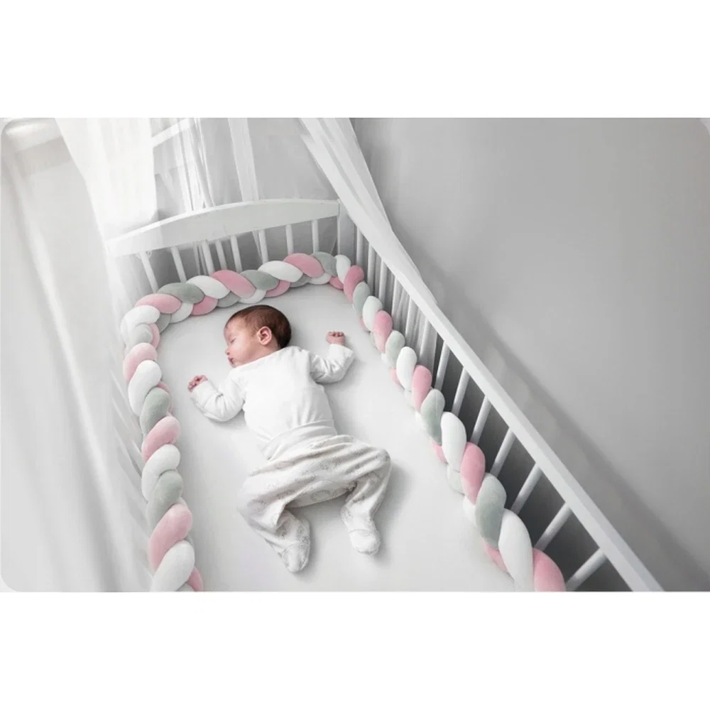 Protectie laterala pentru patut, impletita, 2 m, Ricokids - Roz [2]