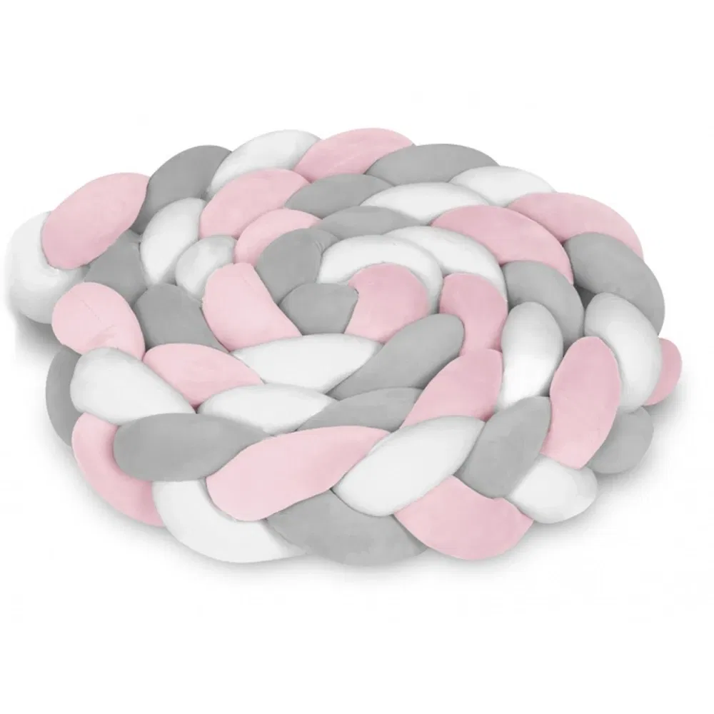 Aparatori patut - Protectie laterala pentru patut, impletita, 2 m, Ricokids - Roz