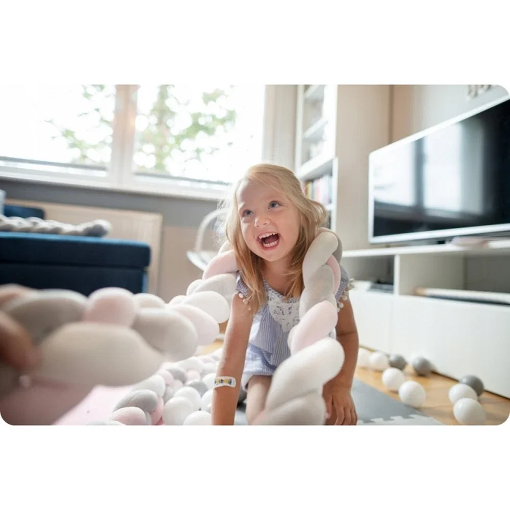Protectie laterala pentru patut, impletita, 2 m, Ricokids - Roz [5]