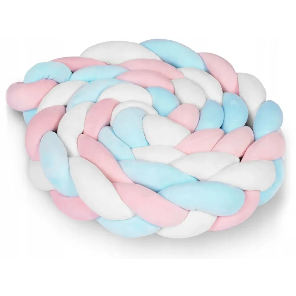 Aparatori patut - Protectie Laterala Pentru Patut, Impletita, 3 M, Albastru - Roz