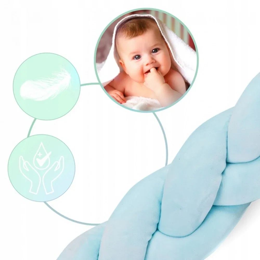 Protectie laterala pentru patut, impletita, 3 M, Ricokids - Albastru [1]