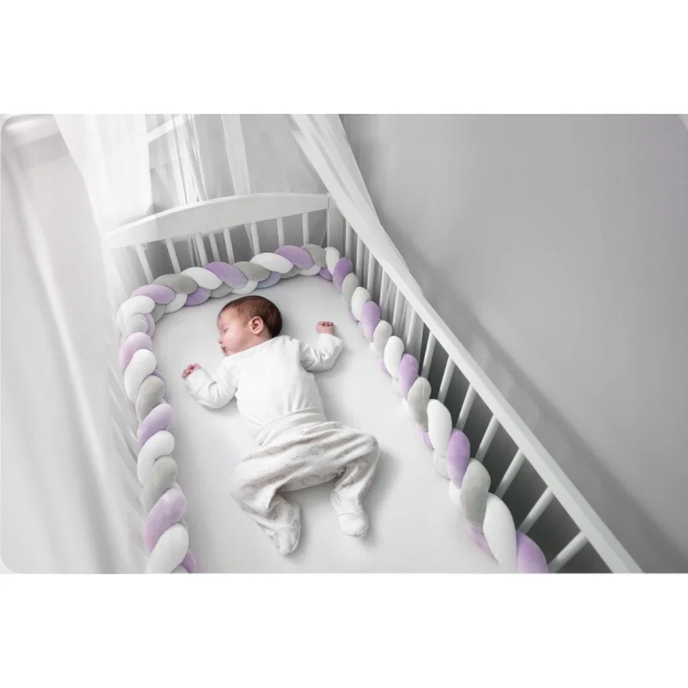 Protectie laterala pentru patut, impletita, 3 M, Ricokids - Mov [2]