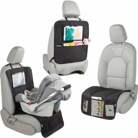 In masina - Protectie scaun auto, FreeON, Bancheta si spatar, Cu organizator, 3 in 1, Dimensiune 123x48.5 cm, Negru