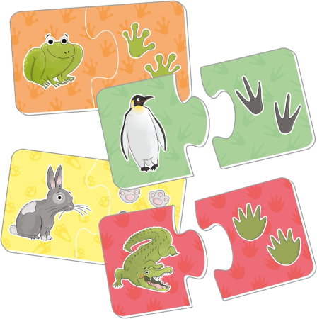 Puzzle-uri si incastre - Puzzle de asociere - animalutele si urmele lor Galt 3 ani+