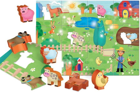 Puzzle de podea - Distractie la ferma (12 piese) LISCIANI 4 ani [1]