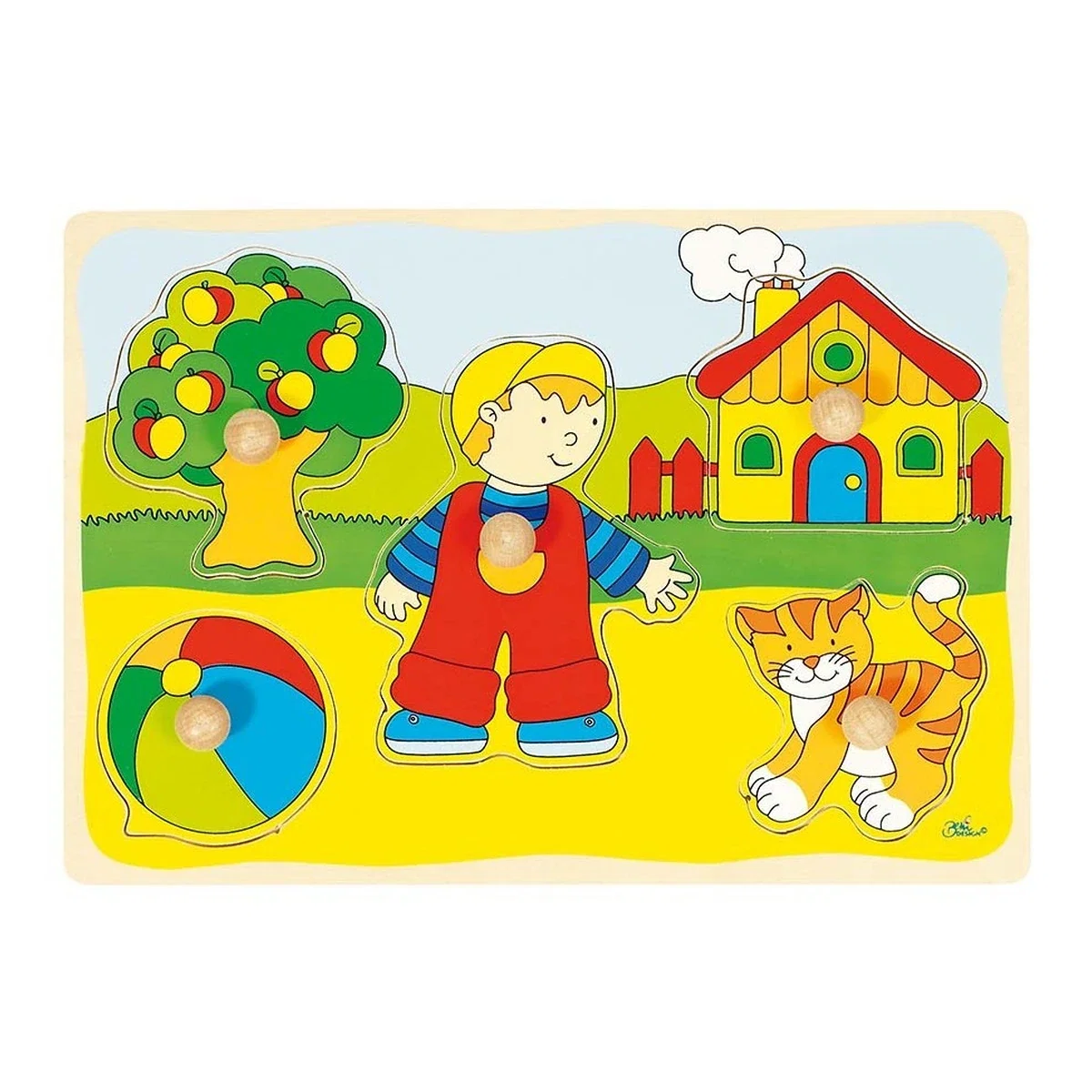 Puzzle-uri si incastre - Puzzle din lemn Baietel si Pisicuta Goki