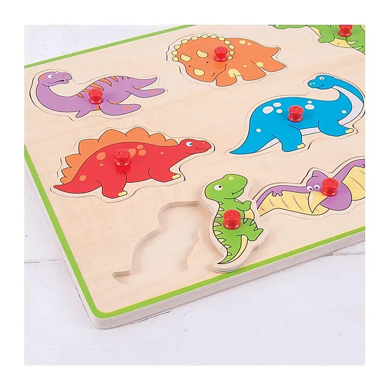 Puzzle din lemn incastru - Dinozauri BIGJIGS Toys 7 ani [1]