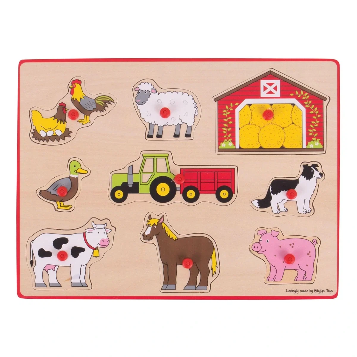 Puzzle-uri si incastre - Puzzle din lemn incastru - Ferma BIGJIGS Toys 7 ani