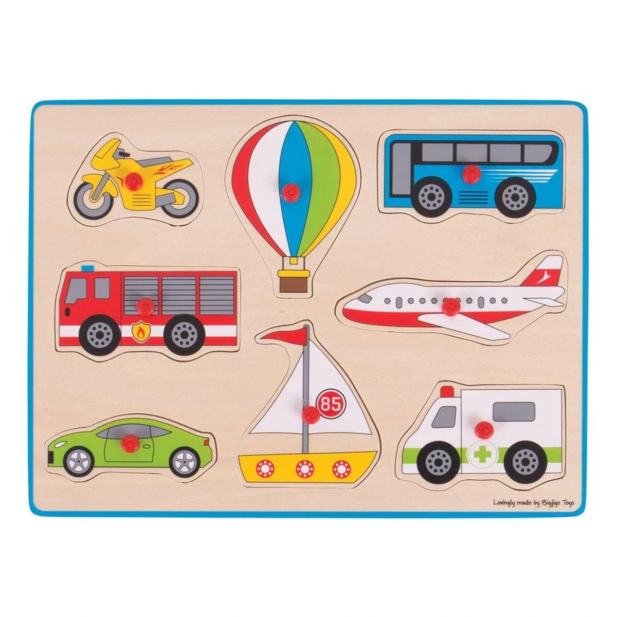Jucarii bebelusi - Puzzle din lemn incastru - Vehicule BIGJIGS Toys 7 ani