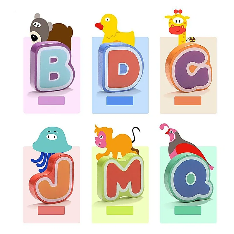 Jucarii interactive - Puzzle din lemn - Litere si animalute Topbright 6 ani