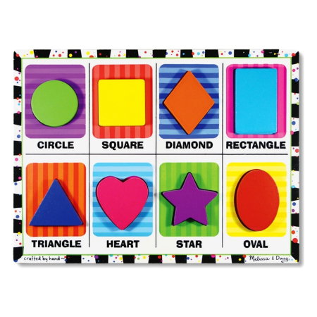 Jocuri si creativitate - Puzzle lemn in relief Forme geometrice Melissa and Doug