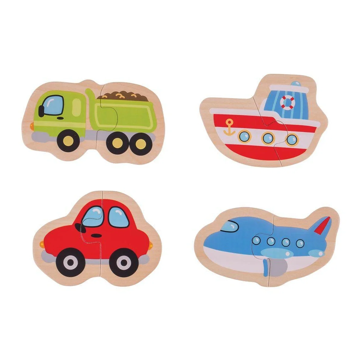 Jucarii bebelusi - Puzzle - mijloace de transport (8 piese) BIGJIGS Toys 12 luni+