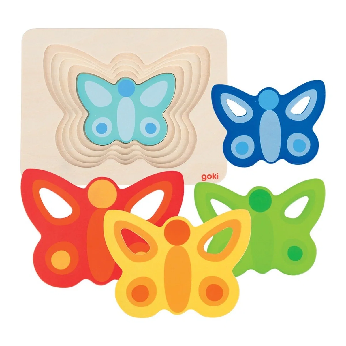 Puzzle-uri si incastre - Puzzle stratificat Fluturasi colorati Goki
