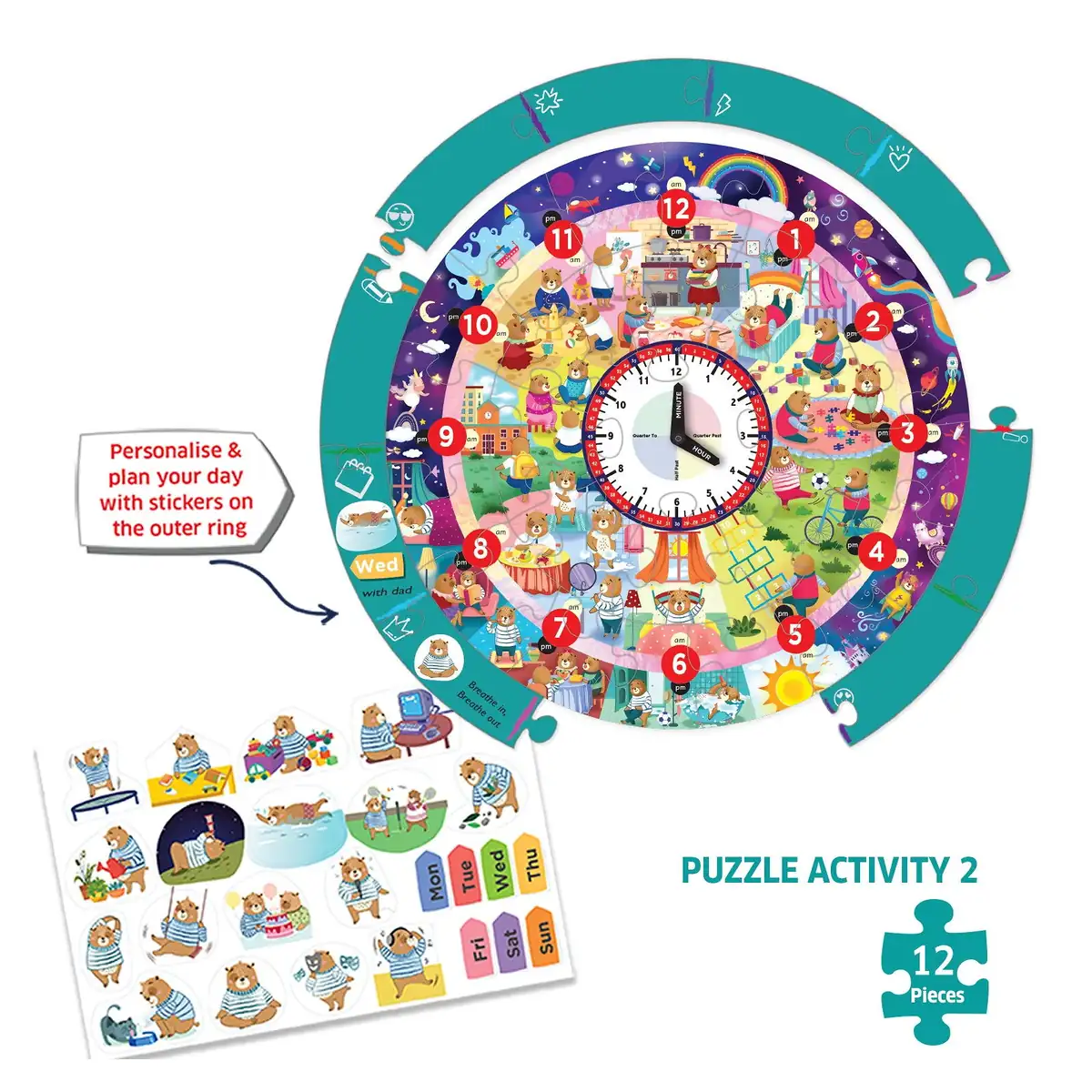 Puzzle - Ursuletul invata ceasul Chalk and Chuckles 3 ani + [3]