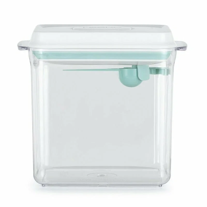 Ora mesei - Recipient depozitare lapte praf, 1700 ml, Capac etans, Din plastic, Fara BPA, Turcoaz FEEDO