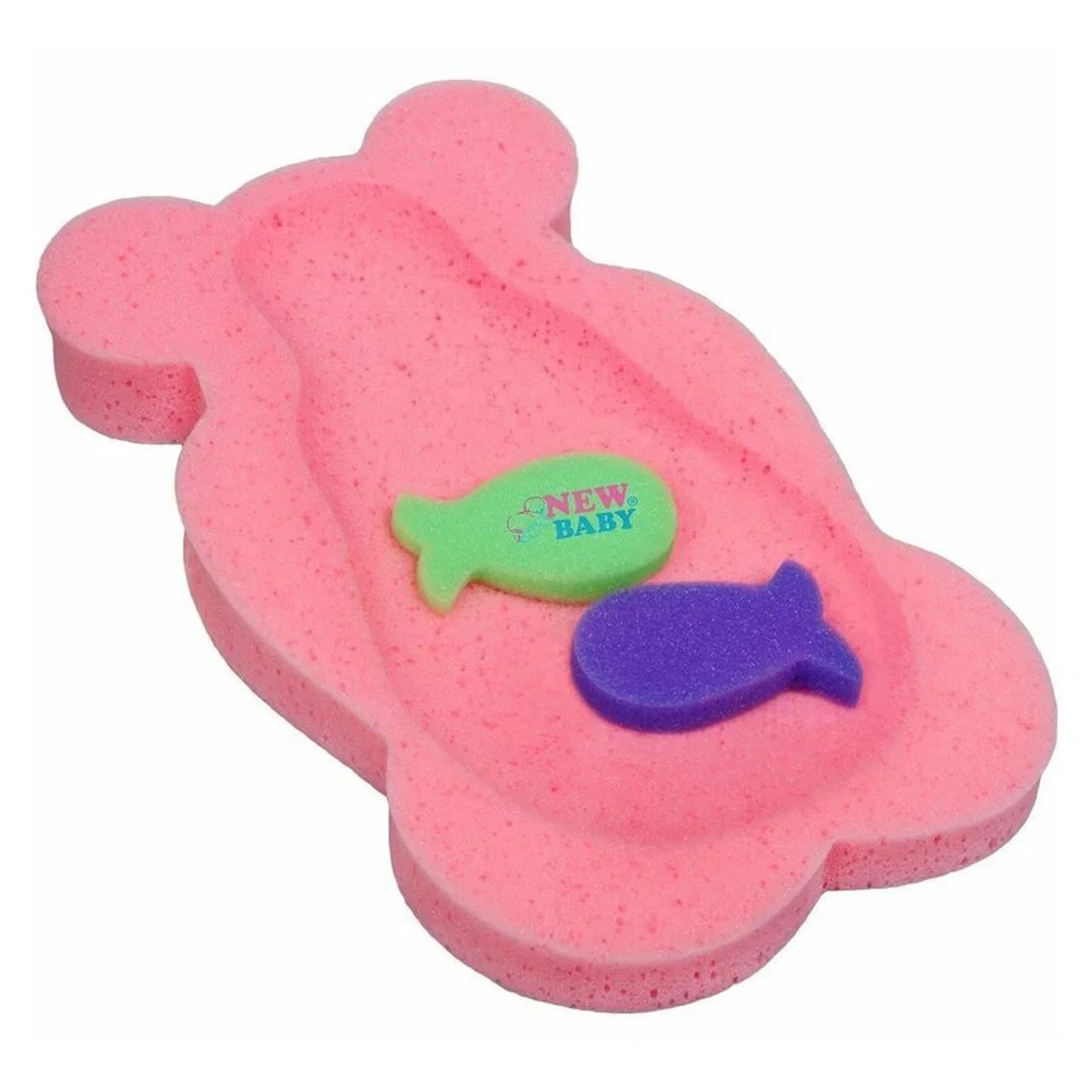 Suporturi si scaune baita - Reductor de baie, New Baby, Maxi, Din burete, 58 cm, Cu jucarii din spuma, Bear Pink 0 luni+