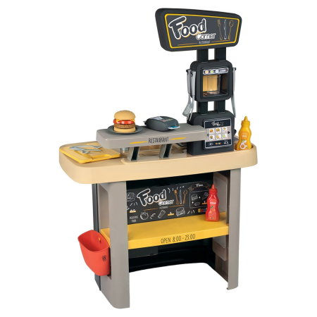 Bucatarii de joaca din lemn - Restaurant Smoby Food Corner negru 3 ani +