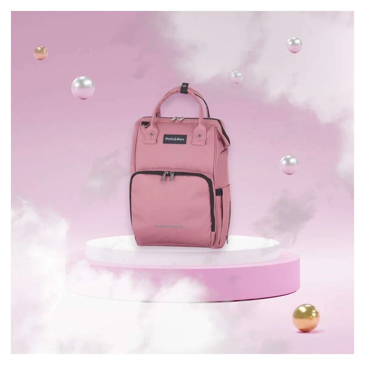 Rucsac pentru mamici, Petite&Mars, Jack, 30 x 42 x 15 cm, Dusty Rose [2]