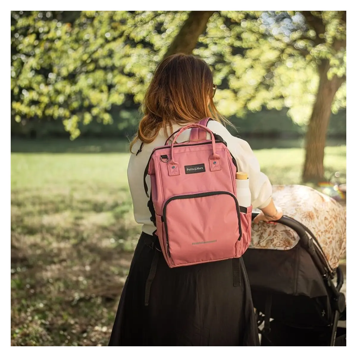 Rucsac pentru mamici, Petite&Mars, Jack, 30 x 42 x 15 cm, Dusty Rose [3]