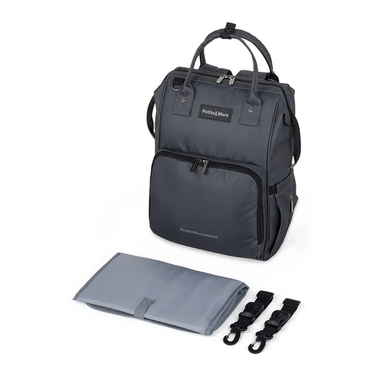Pentru mami - Rucsac pentru mamici, Petite&Mars, Jack, 30 x 42 x 15 cm, Ultimate Grey