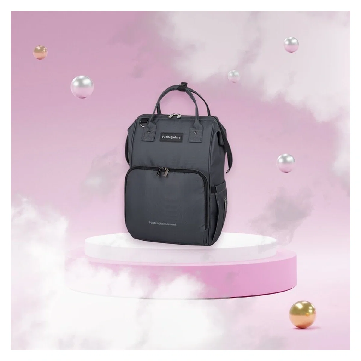 Rucsac pentru mamici, Petite&Mars, Jack, 30 x 42 x 15 cm, Ultimate Grey [2]