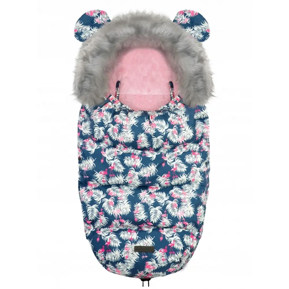Saci de iarna pentru carucior - Sac de iarna 95 x 48 cm Ricokids Elmi - Bleumarin cu flamingo