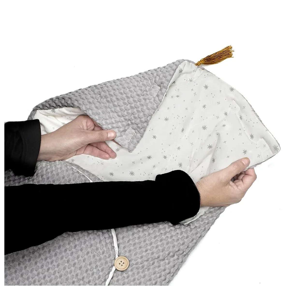 Sac de iarna cu gluga, Jane, Mims Plus, Pentru carucior si scoica auto, 88 x 43 cm, Inchidere cu nasturi si fermoar, [3]