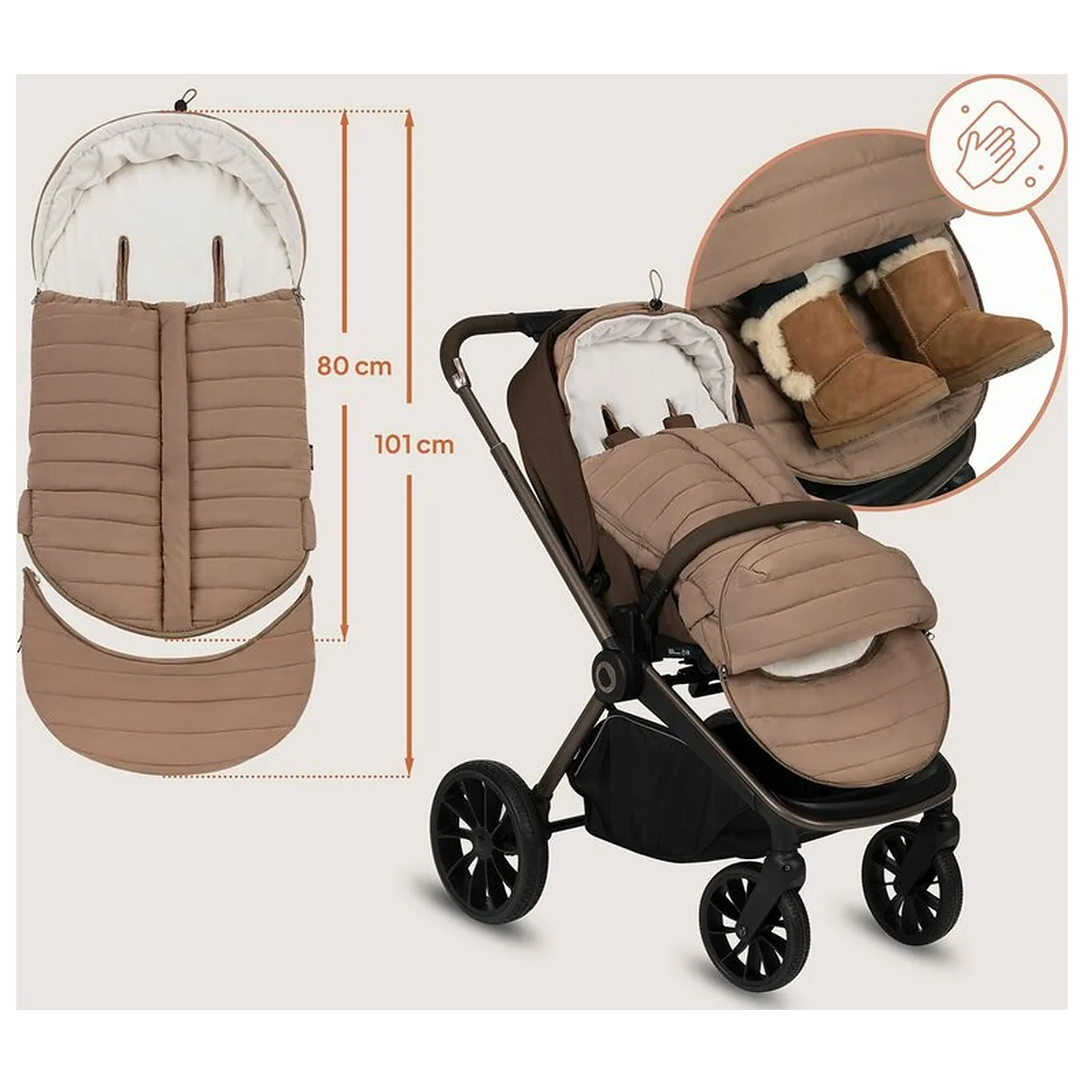Sac de iarna, Lionelo, Oli, Pentru carucior, landou sau scaun auto, 101x45 cm, Impermeabil, Rezistent pana la -20 [11]