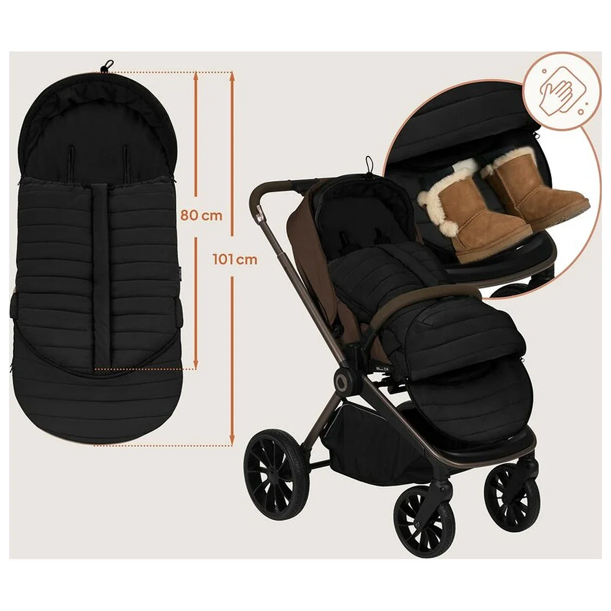 Sac de iarna, Lionelo, Oli, Pentru carucior, landou sau scaun auto, 101x45 cm, Impermeabil, Rezistent pana la -20 [11]