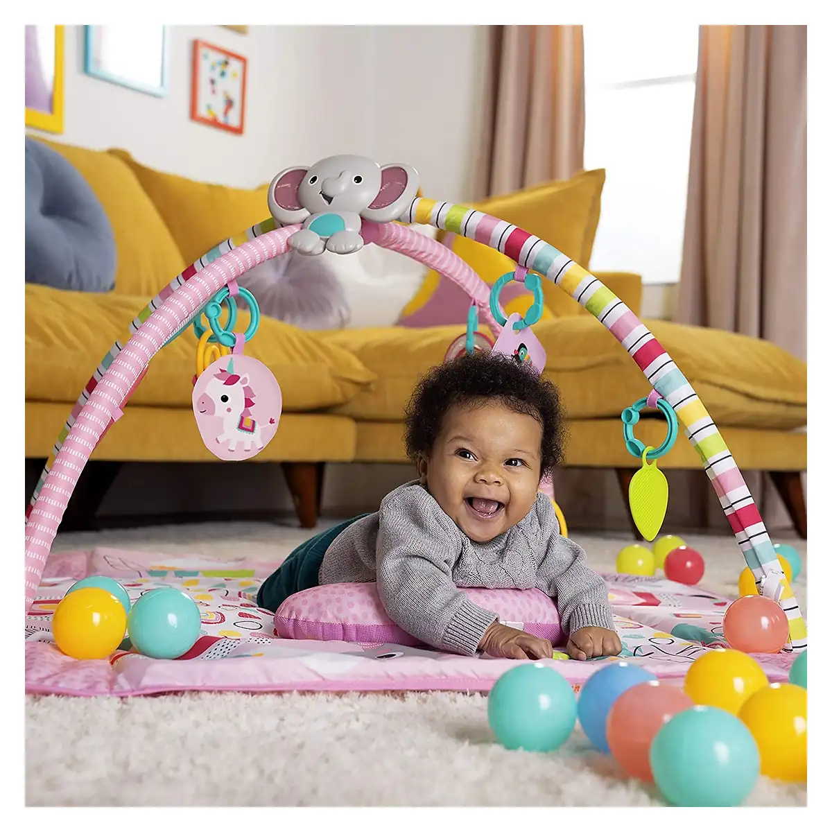 Salteluta de activitati 5 in 1 Gym & Ball Pit Rainbow Tropics Bright Starts 0 luni+ [3]