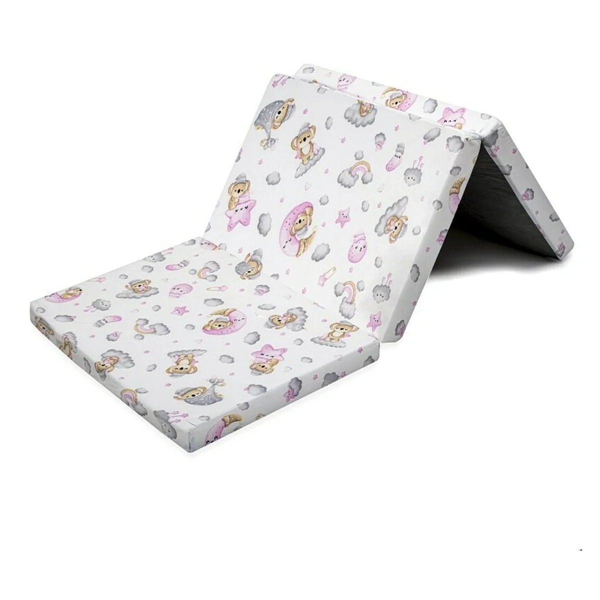 Saltele patuturi - Salteluta pliabila, New Baby, pentru patut, din spuma, 120x60x5 cm, Koala Pink 0 luni+