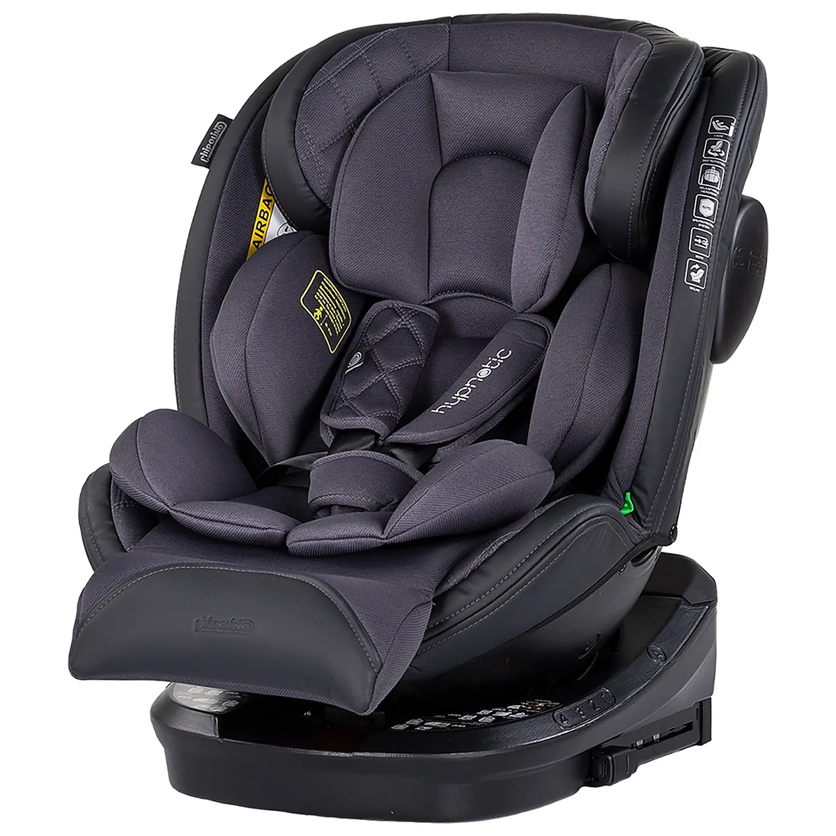 Scaune auto grupa 40-150 cm (0-36 kg) - Scaun auto Chipolino Hypnotic I-Size 40-150 cm cu sistem Isofix si sezut rotativ anthracite 12 ani