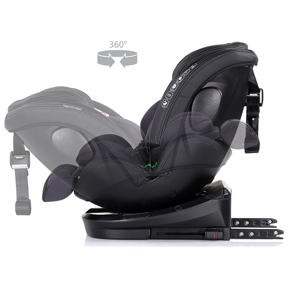 Scaun auto Chipolino Hypnotic I-Size 40-150 cm cu sistem Isofix si sezut rotativ anthracite 12 ani [6]