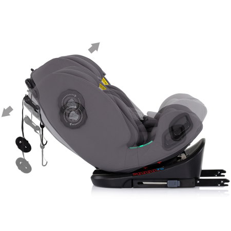 Scaun auto Chipolino Techno iGrow I-Size 40-150 cm, cu sistem Isofix si sezut rotativ, Charcoal [9]