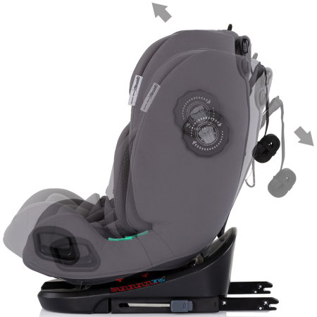 Scaun auto Chipolino Techno iGrow I-Size 40-150 cm, cu sistem Isofix si sezut rotativ, Charcoal [5]