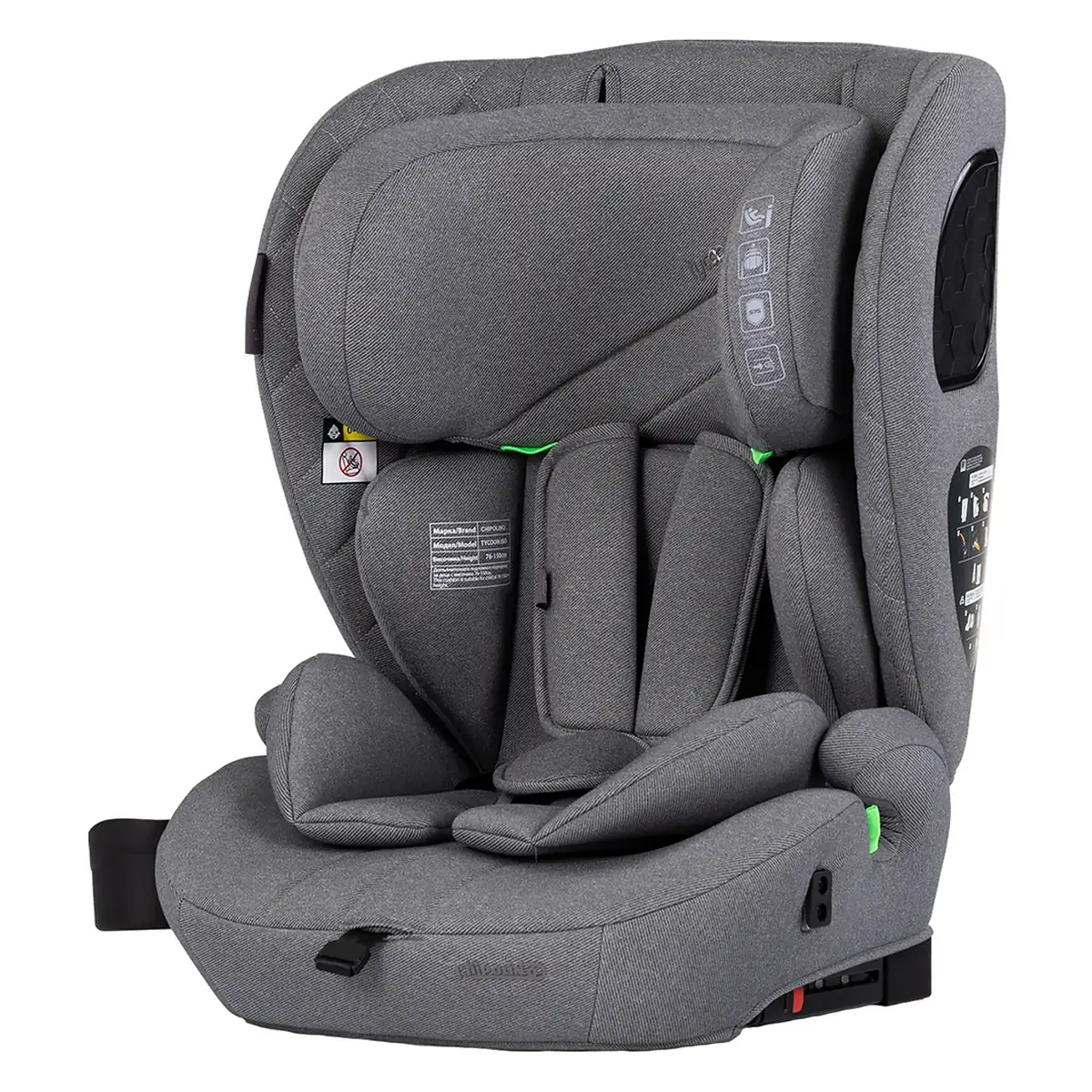Scaune auto - Scaun auto Chipolino Tycoon Iso I-Size 76-150 cm cu sistem Isofix, Cloud - Gri 15 luni